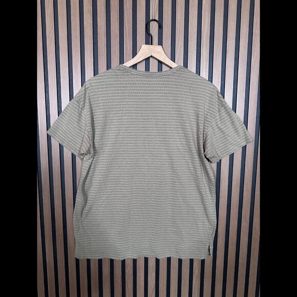 AllSaints T Shirt Medium Mens Green Striped Slamer Short Sleeve Crewneck Tee - Picture 2 of 9